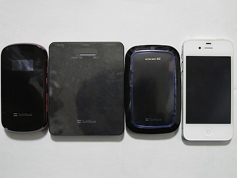 101SI、007Z、予備バッテリー、iPhone4Sとの大きさ比較